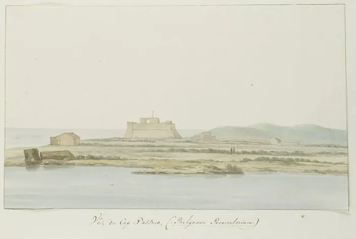 Framed Print : View of Capo Passero, 1778. Creator: Louis Ducros Framed Print : View of Capo Passero, 1778. Creator: Louis Ducros