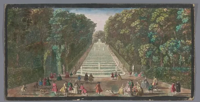 Framed Print : View of the Cascades of the Garden of the Château de Marly, 1700-1799. Creators: Anon, Jacques Rigaud Framed Print : View of the Cascades of the Garden of the Château de Marly, 1700-1799. Creators: Anon, Jacques Rigaud