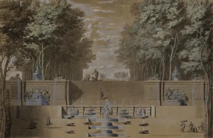 Framed Print : View of cascading stairs, probably for Sceaux, c1700s. Creator: Jean-Baptiste-Alexandre Le Blond Framed Print : View of cascading stairs, probably for Sceaux, c1700s. Creator: Jean-Baptiste-Alexandre Le Blond