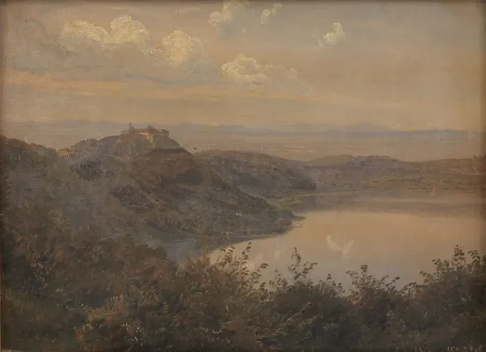 Framed Print : A View towards Castel Gandolfo, Italy, 1868. Creator: Janus Andreas Bartholin la Cour Framed Print : A View towards Castel Gandolfo, Italy, 1868. Creator: Janus Andreas Bartholin la Cour