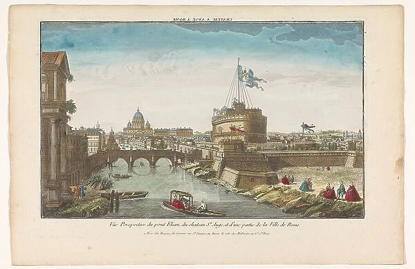 View of Castel Sant Angelo and Ponte Sant'Angelo over the Tiber River in Rome, 1735-1805. Creator: Unknown