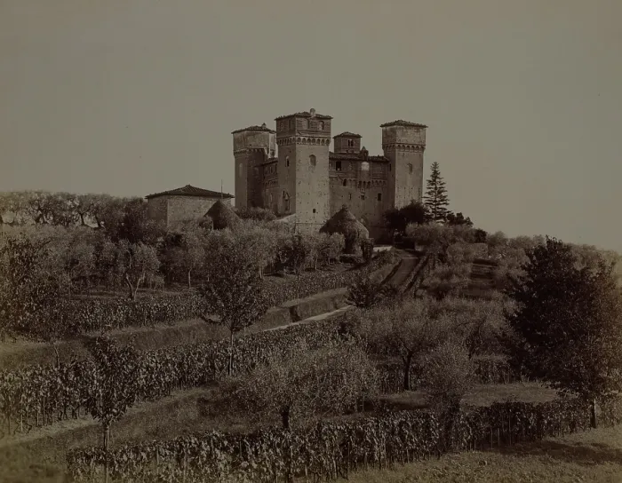 Framed Print : View of Castello delle Quattro Torra, Siena from the north-west, 1890-1900. Creator: Alinari