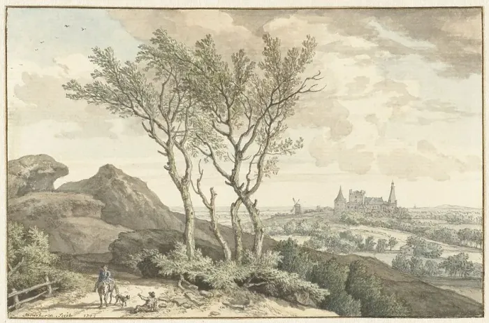Framed Print : View of the castle of Bentheim, 1743. Creator: Isaac de Moucheron Framed Print : View of the castle of Bentheim, 1743. Creator: Isaac de Moucheron