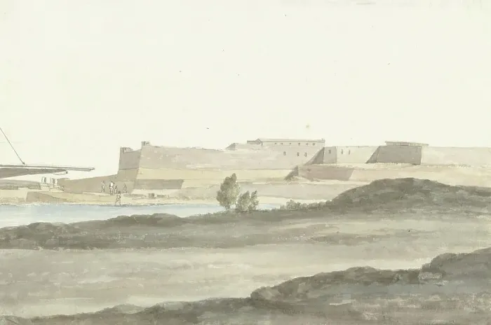 Framed Print : View of the castle in the port of Barletta, 1778. Creator: Louis Ducros Framed Print : View of the castle in the port of Barletta, 1778. Creator: Louis Ducros