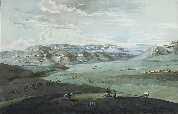 View of Caucasian Mineral Waters and the Kislovodsk Fortress, 1805. Artist: Korneev (Karneev), Yemelyan Mikhaylovich (ca 1780-after 1839)