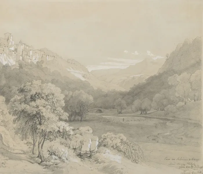Framed Print : A View of Cavi in the Sabine Hills, 1848. Creator: Louis Gurlitt Framed Print : A View of Cavi in the Sabine Hills, 1848. Creator: Louis Gurlitt
