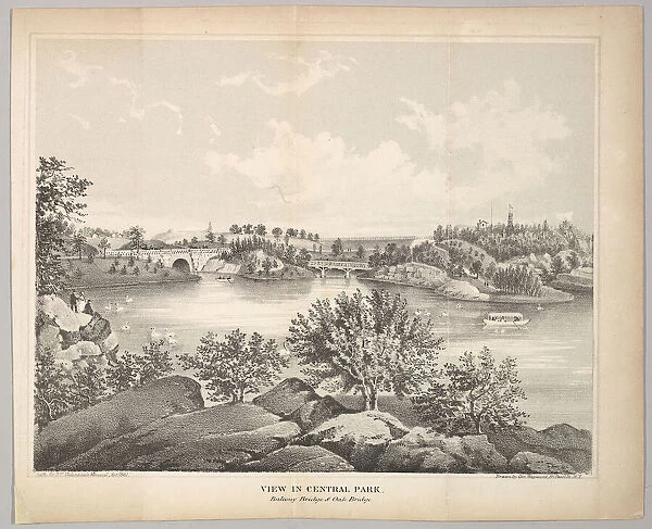 View in Central Park with Balcony Bridge and Oak Bridge (Valentines Manual), 1861