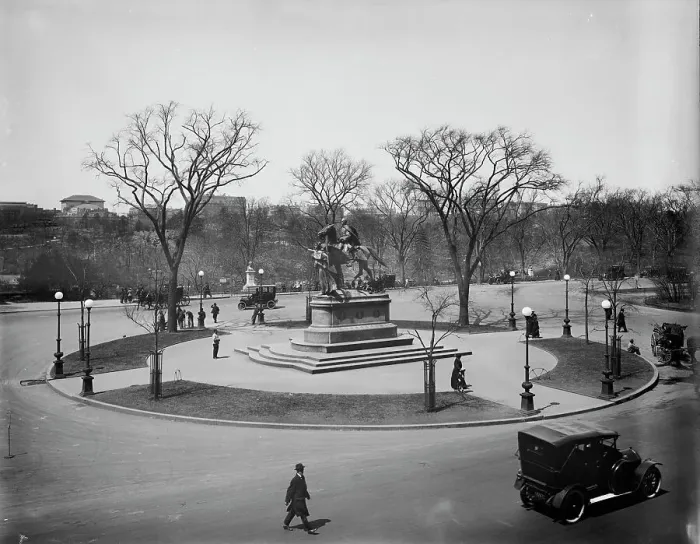Framed Print : View of Central Park and Sherman statue from the windows of Hotel Netherland, N.Y. c1905-1915. Creator: Unknown Framed Print : View of Central Park and Sherman statue from the windows of Hotel Netherland, N.Y. c1905-1915. Creator: Unknown