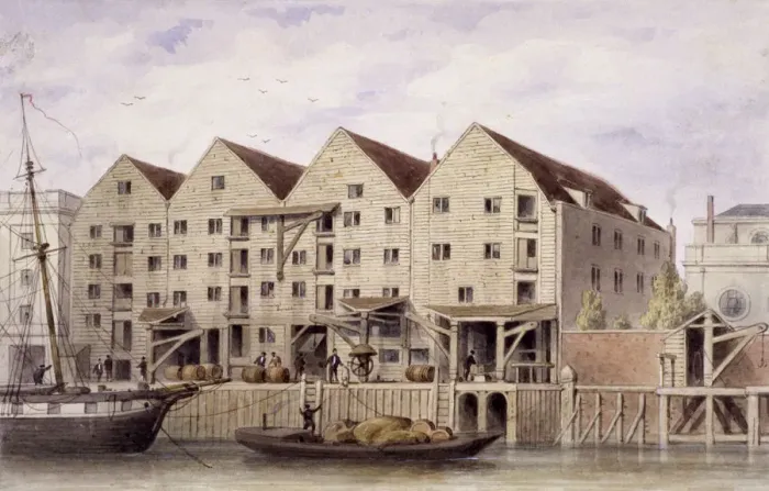 Framed Print : View of Chamberlains Wharf, Tooley Street, Bermondsey, London, 1846 Framed Print : View of Chamberlains Wharf, Tooley Street, Bermondsey, London, 1846