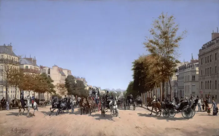 Framed Print : View of the Champs-Elysees from the Place de l Etoile in Paris, 1878. Artist: Grandjean, Edmond (1844-1908) Framed Print : View of the Champs-Elysees from the Place de l Etoile in Paris, 1878. Artist: Grandjean, Edmond (1844-1908)