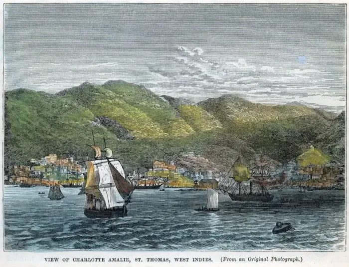 Framed Print : View of Charlotte Amalie, St Thomas, West Indies, c1880 Framed Print : View of Charlotte Amalie, St Thomas, West Indies, c1880