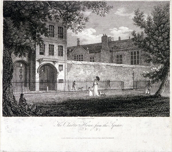 View of Charterhouse from the square with figures, Finsbury, London, 1804. Artist