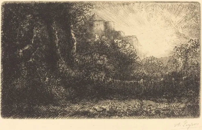 Framed Print : View of a Chateau (Chateau de Poillet). Creator: Alphonse Legros Framed Print : View of a Chateau (Chateau de Poillet). Creator: Alphonse Legros