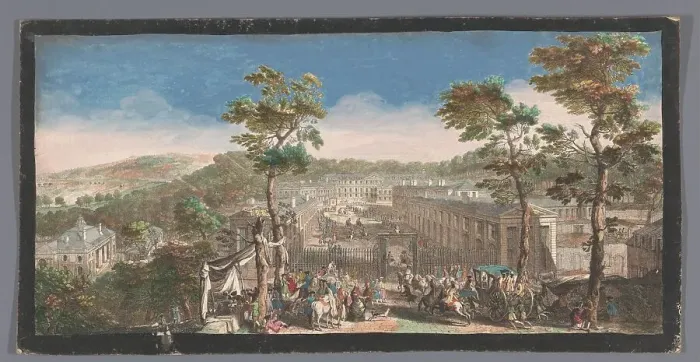 Framed Print : View of the Château de Saint-Cloud, 1730. Creators: Anon, Jacques Rigaud Framed Print : View of the Château de Saint-Cloud, 1730. Creators: Anon, Jacques Rigaud