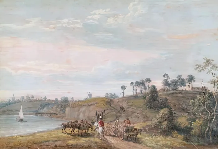 Framed Print : View of Chatham, on the River Medway, Rochester in Distance, 1802. Creator: Paul Sandby Framed Print : View of Chatham, on the River Medway, Rochester in Distance, 1802. Creator: Paul Sandby