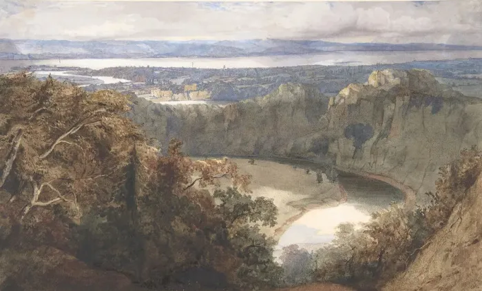 Framed Print : View of Chepstow, Wales, 1834. Creator: John Scarlett Davis Framed Print : View of Chepstow, Wales, 1834. Creator: John Scarlett Davis