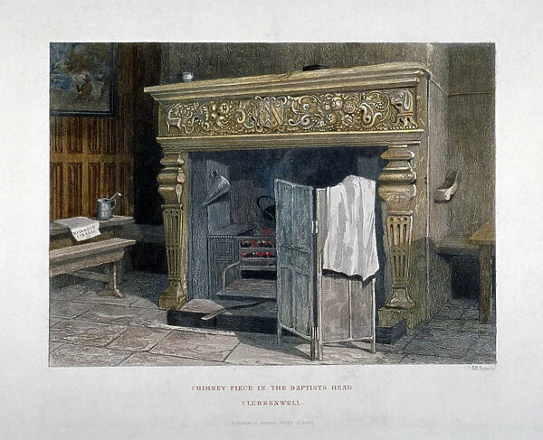 View of a chimney piece in the Baptists Head Inn, Clerkenwell, London, 1851. Artist