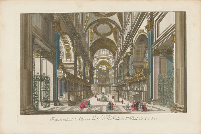 Framed Print : View of the choir of Saint Paul's Cathedral in London, 1700-1799. Creator: Anon Framed Print : View of the choir of Saint Paul's Cathedral in London, 1700-1799. Creator: Anon