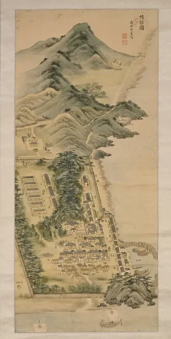 Framed Print : View of Choryang Waegwan, 1783. Creator: Byeon Bag (active 18th century) Framed Print : View of Choryang Waegwan, 1783. Creator: Byeon Bag (active 18th century)