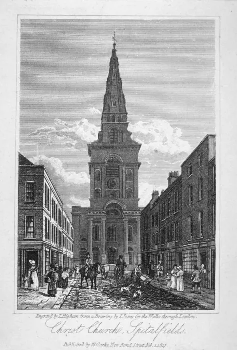 Framed Print : View of Christ Church, Spitalfields, London, 1817. Artist: Thomas Higham Framed Print : View of Christ Church, Spitalfields, London, 1817. Artist: Thomas Higham