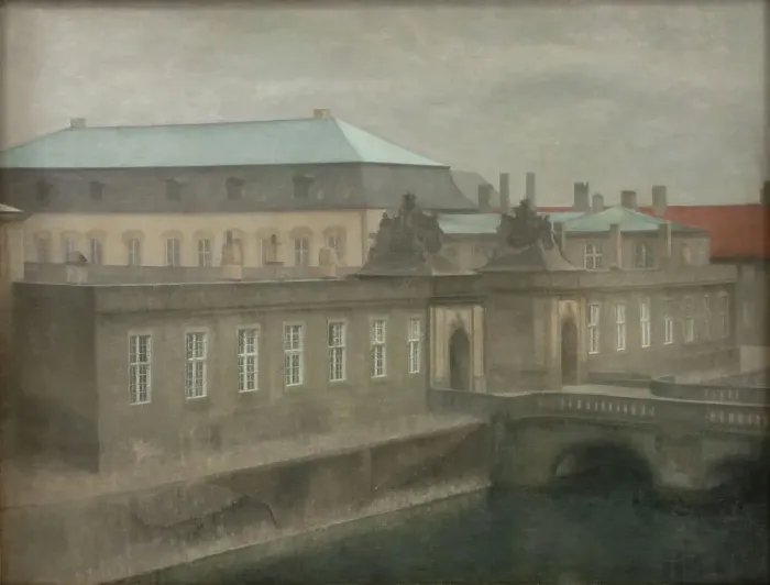 Framed Print : View of Christiansborg Palace, Late Autumn, Western Portal, 1890-1892. Creator: Vilhelm Hammershøi Framed Print : View of Christiansborg Palace, Late Autumn, Western Portal, 1890-1892. Creator: Vilhelm Hammershøi