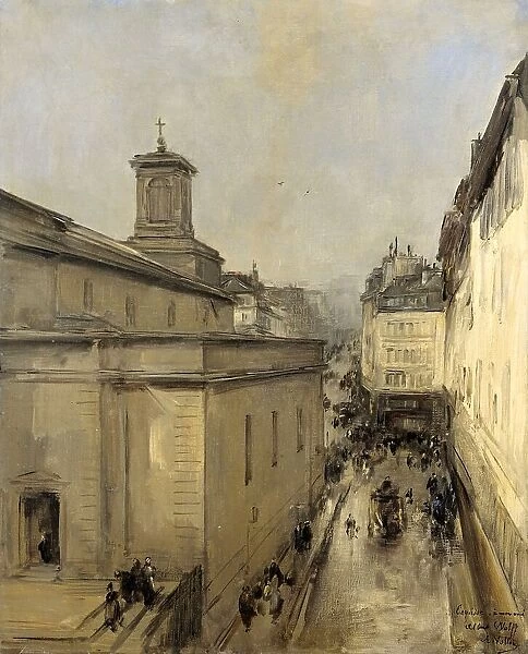 View of the Church of Notre Dame de Lorette and the Rue Fléchier, Paris, c.1860-c.1900. Creator: Antoine Vollon