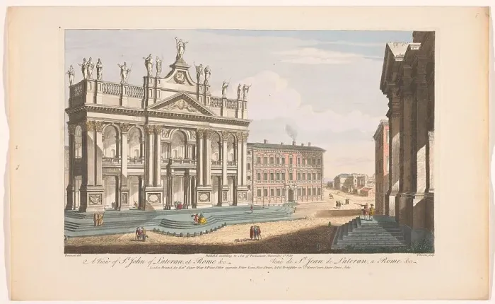 Framed Print : View of the Church of Saint John Lateran in Rome, 1750. Creator: Thomas Bowles