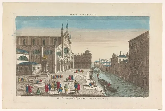 Framed Print : View of the church Santi Giovanni e Paolo in Venice, 1745-1775. Creator: Anon Framed Print : View of the church Santi Giovanni e Paolo in Venice, 1745-1775. Creator: Anon