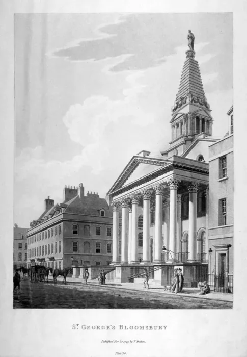 Framed Print : View of the Church of St George, Bloomsbury, London, 1799. Artist: Thomas Malton II Framed Print : View of the Church of St George, Bloomsbury, London, 1799. Artist: Thomas Malton II