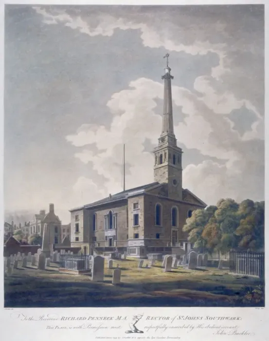 Framed Print : View of the Church of St John Horsleydown, Bermondsey, London, 1799 Framed Print : View of the Church of St John Horsleydown, Bermondsey, London, 1799