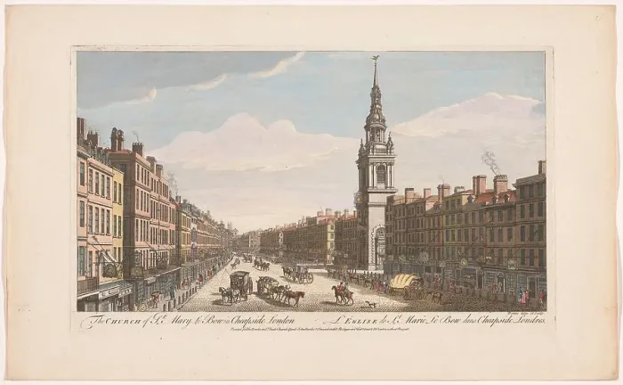 Framed Print : View of the church of St. Mary le Bow in Cheapside London, 1745-1753. Creator: Thomas Bowles Framed Print : View of the church of St. Mary le Bow in Cheapside London, 1745-1753. Creator: Thomas Bowles