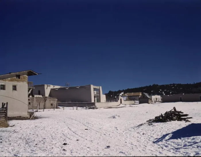 Framed Print : View of the church, Trampas, New Mexico, 1943. Creator: John Collier Framed Print : View of the church, Trampas, New Mexico, 1943. Creator: John Collier