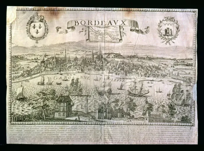 Framed Print : View of the city of Bordeaux with the Garonne river, metal engraving signed by Jollain Framed Print : View of the city of Bordeaux with the Garonne river, metal engraving signed by Jollain