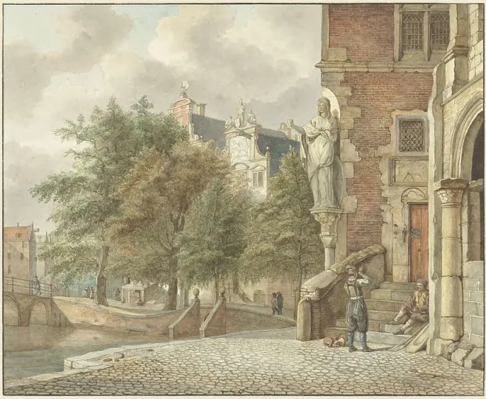 Framed Print : View of a city canal, 1801. Creator: Reinier Vinkeles Framed Print : View of a city canal, 1801. Creator: Reinier Vinkeles