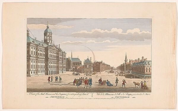 View of the City Hall in Amsterdam with firefighters on Dam Square, 1752. Creator: Unknown