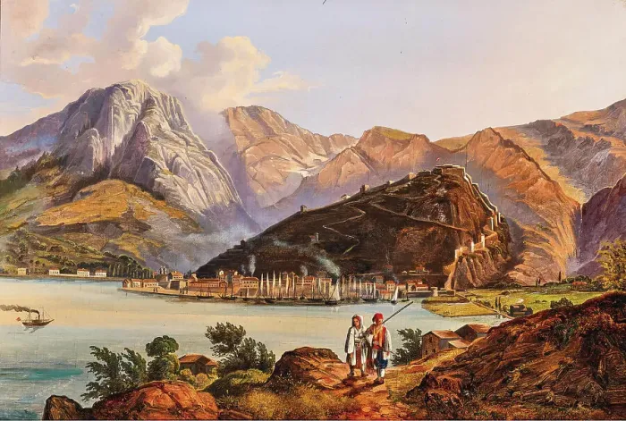 Framed Print : View of the city of Kotor, 19th century. Creator: Unknown artist Framed Print : View of the city of Kotor, 19th century. Creator: Unknown artist