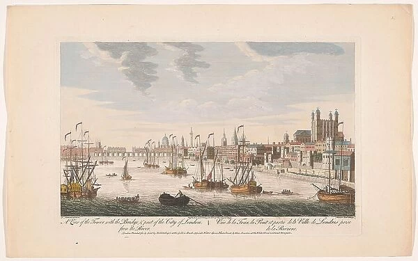 View of the city of London seen from the River Thames, 1753. Creator: Johann Michael Muller
