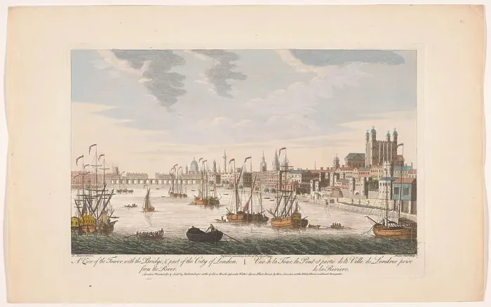 Framed Print : View of the city of London seen from the River Thames, 1753. Creator: Johann Michael Muller Framed Print : View of the city of London seen from the River Thames, 1753. Creator: Johann Michael Muller