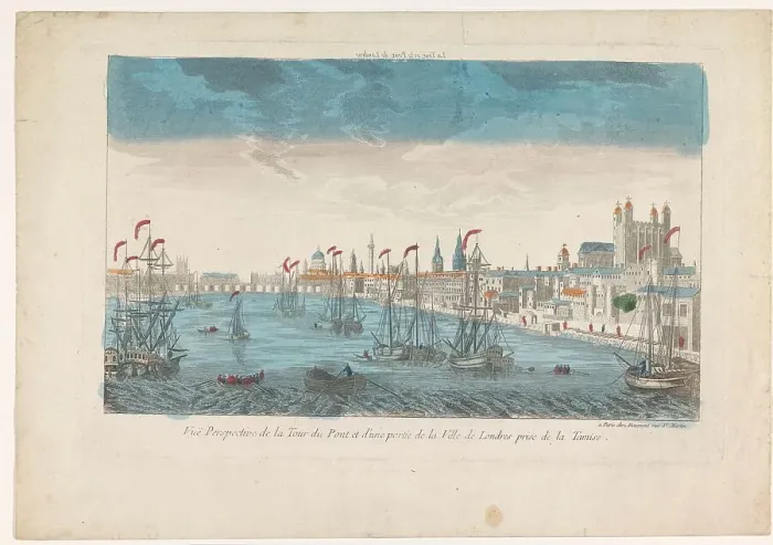 Framed Print : View of the city of London seen from the river Thames, 1745-1775. Creator: Anon Framed Print : View of the city of London seen from the river Thames, 1745-1775. Creator: Anon