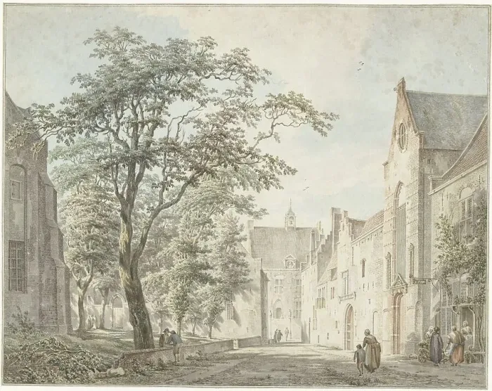 Framed Print : View in the city of Montfoort, 1775. Creator: Paulus van Liender Framed Print : View in the city of Montfoort, 1775. Creator: Paulus van Liender