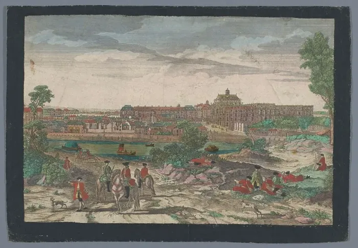 Framed Print : View of the city and the Palace of Versailles, 1742-1801. Creator: Anon Framed Print : View of the city and the Palace of Versailles, 1742-1801. Creator: Anon