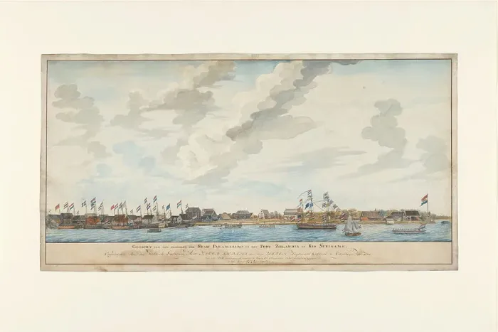Framed Print : View of the city of Paramaribo and Fort Zeelandia, 1772. Creator: Frederik Jägerschiöld Framed Print : View of the city of Paramaribo and Fort Zeelandia, 1772. Creator: Frederik Jägerschiöld
