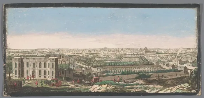 Framed Print : View of the city of Paris seen from the observatory, 1700-1799. Creators: Anon, Jacques Rigaud Framed Print : View of the city of Paris seen from the observatory, 1700-1799. Creators: Anon, Jacques Rigaud