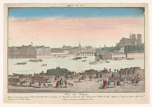View of the city of Paris seen from the Quai de Miramion, 1745-1775. Creator: Anon
