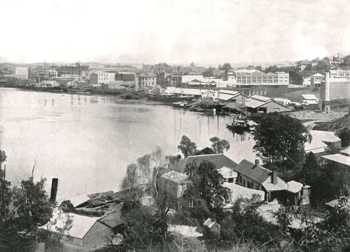 Framed Print : View of the city and the river, Brisbane, Australia, 1895. Creator: Unknown Framed Print : View of the city and the river, Brisbane, Australia, 1895. Creator: Unknown