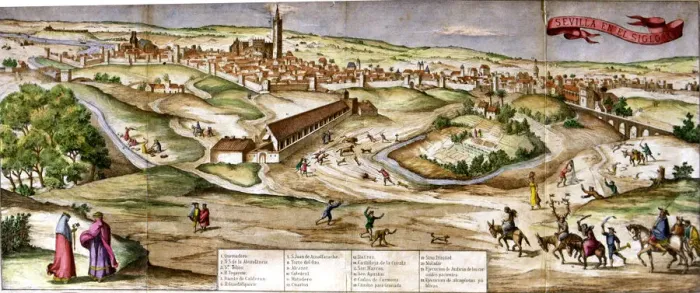 Framed Print : View of the city of Seville, engraving of 16th century Framed Print : View of the city of Seville, engraving of 16th century
