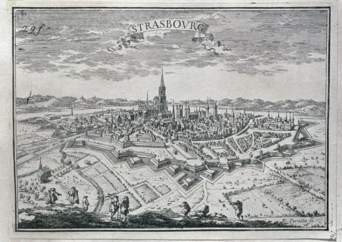Framed Print : View of the city of Strasbourg, 17th century engraving Framed Print : View of the city of Strasbourg, 17th century engraving