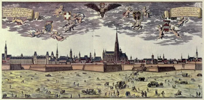 Framed Print : View of the city of Vienna before the Turkish siege of 1683 Framed Print : View of the city of Vienna before the Turkish siege of 1683