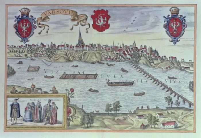 Framed Print : View of the city of Warsaw along the Vistula River, engraving in Alte Europaische Framed Print : View of the city of Warsaw along the Vistula River, engraving in Alte Europaische