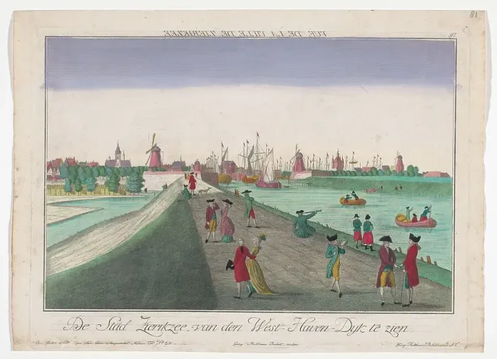 Framed Print : View of the city and West Havendijk in Zierikzee, 1742-1801. Creator: Georg Mathaus Probst Framed Print : View of the city and West Havendijk in Zierikzee, 1742-1801. Creator: Georg Mathaus Probst